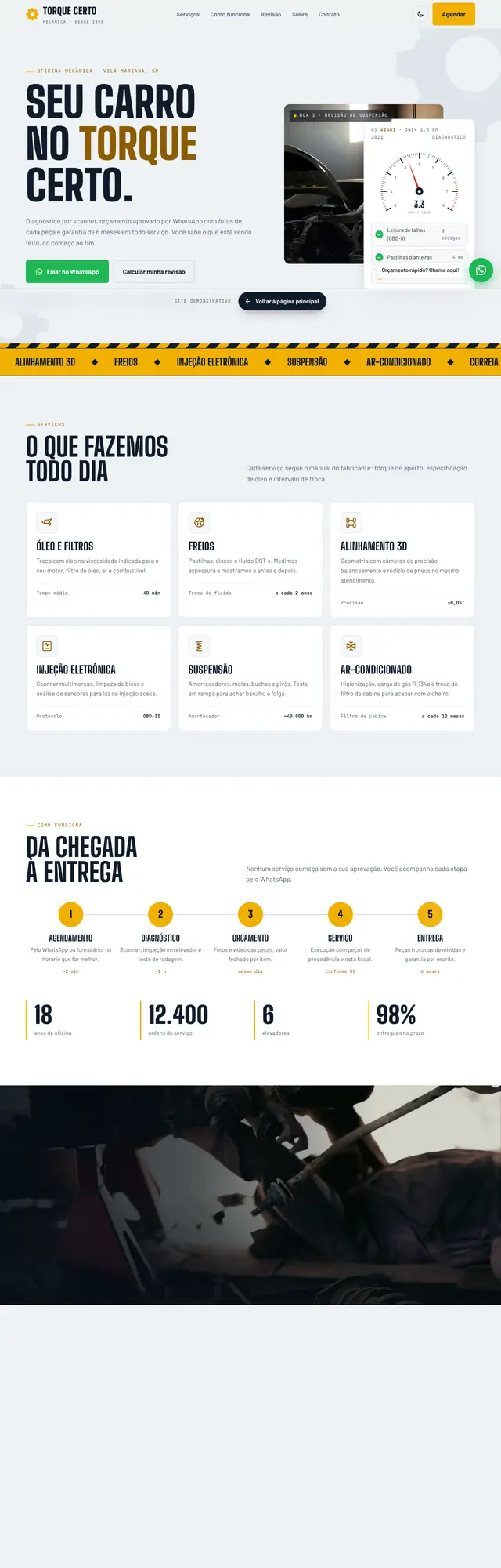 Página inicial do site Torque Certo